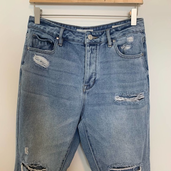 Pacsun Women Mom Jean Size 27 Blue Distressed 100% Cotton Button-fly Medium Wash - Picture 2 of 16